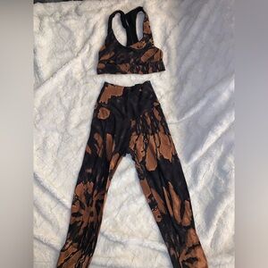 Aerie Black and Brown Tie-Dye Leggings Set